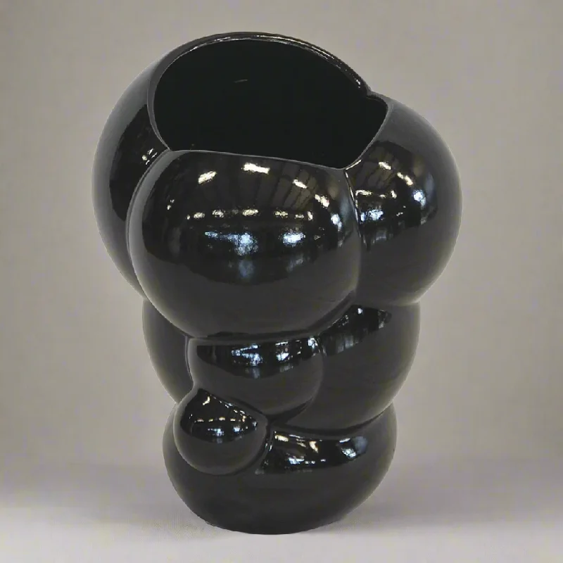 Ceramic bubble egg vase black large (35cm x 33cm)