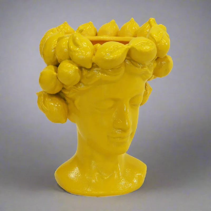 Ceramic head vase lemon yellow