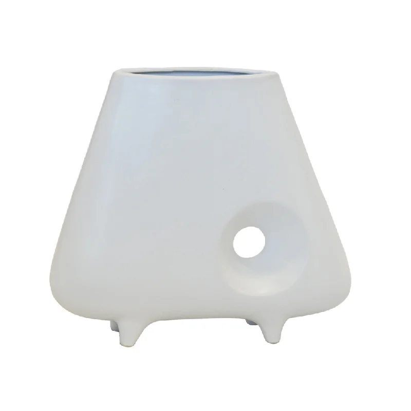 CERAMIC HOLE VASE WHITE (28CM (H) X 32CM)