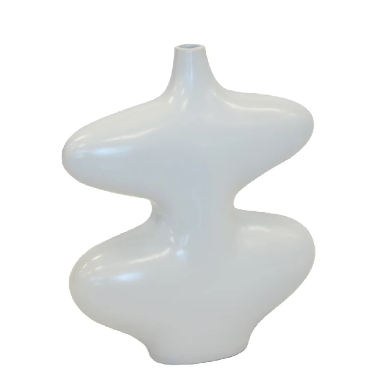 CERAMIC OKO VASE WHITE (34CM (H) X 28CM X 6CM)