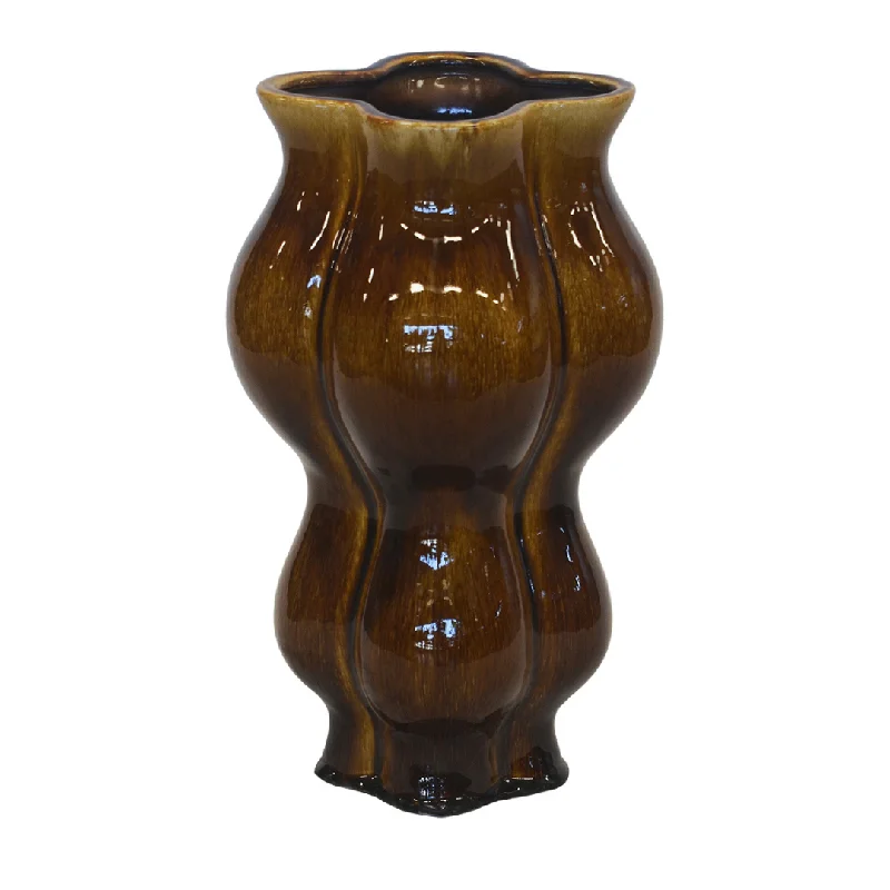 CERAMIC OSAKA VASE BROWN (37CM H)