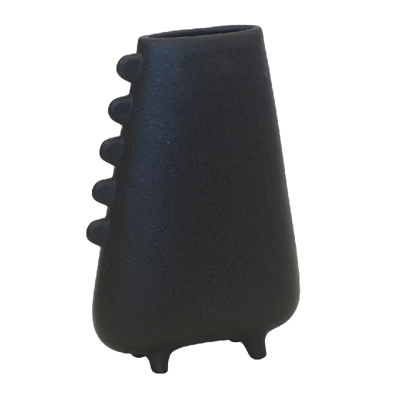 CERAMIC RUKU VASE BLACK (34CM (H) X 22CM)