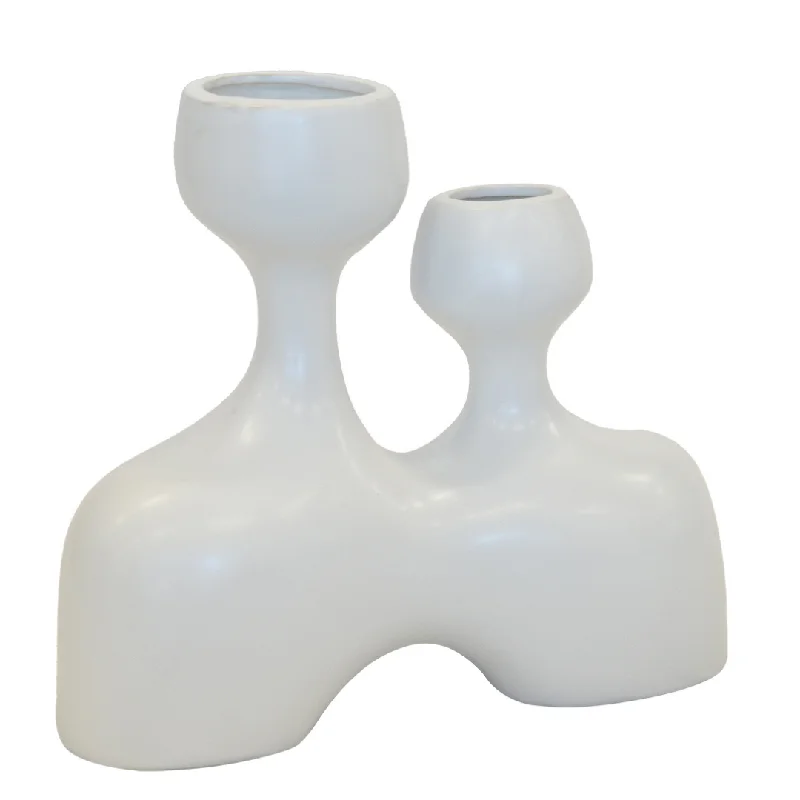 CERAMIC UBU VASE WHITE ( 28CM (H) X 30CM X 8CM)