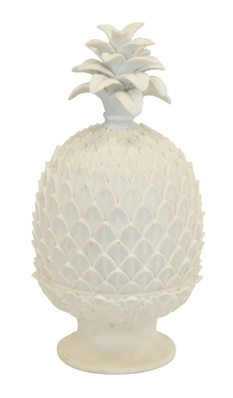 Coral resin pineapple pedestal white