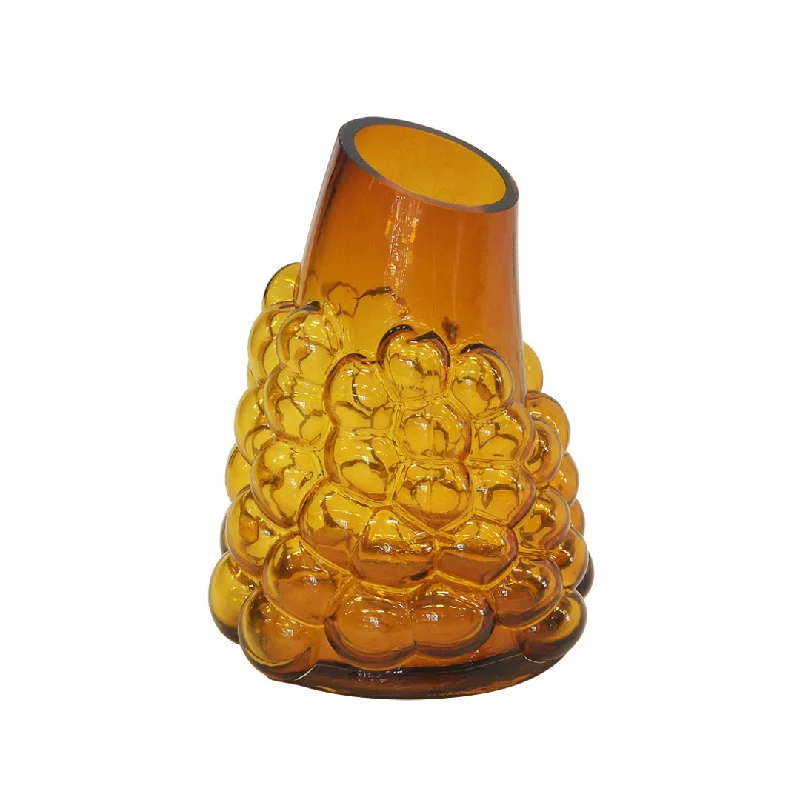 Lustre bubble amber vase small