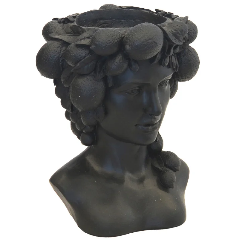 RESIN LADY HEAD VASE BLACK