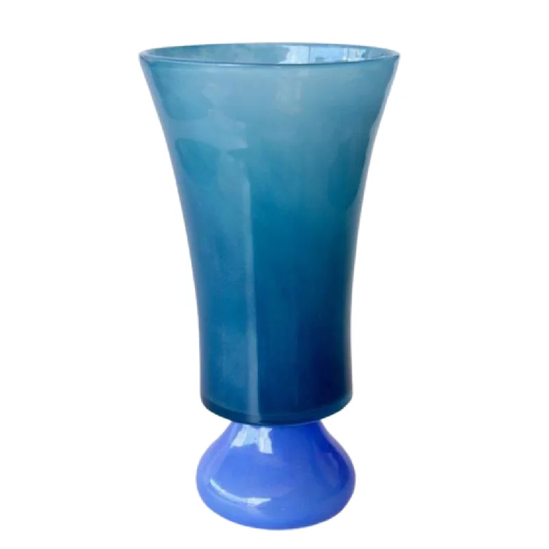 TALL 2 TONE BLUE GLASS VASE 34X18CM