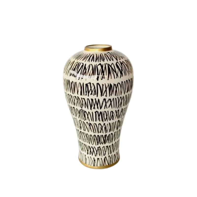 White with black design vase 43x23cm