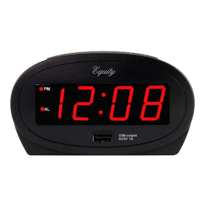 30024 .9 inch Red LED Alarm Clock with USB Charging Port