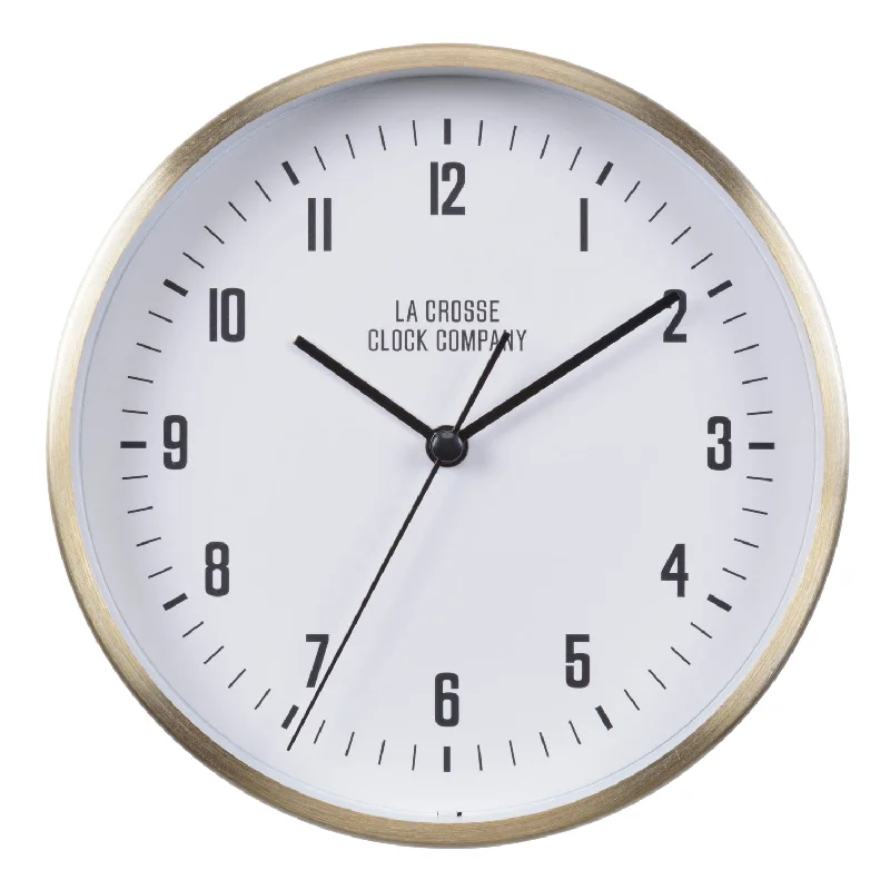 404-3715B 6-inch Wells Brass Finish Analog Table/Wall Clock