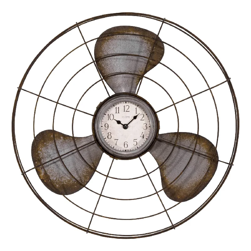 404-3942 16.5-inch Metal Fan Wall Clock