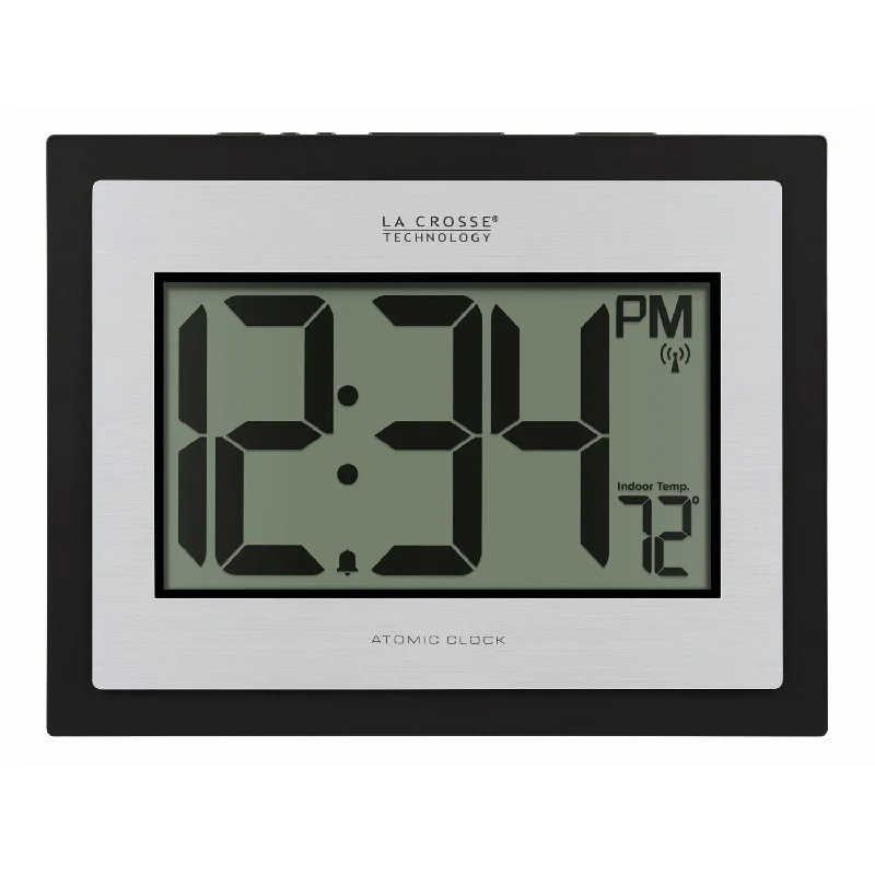 513-1422S Atomic Digital Wall Clock with Indoor Temp