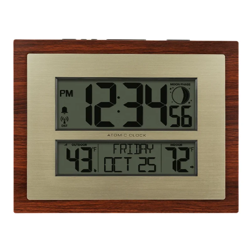 513-23137 Atomic Digital Wall Clock with Moon Phase