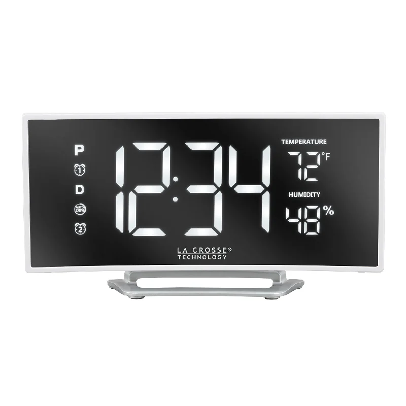 602-249V2 White LED Mirror Alarm Clock