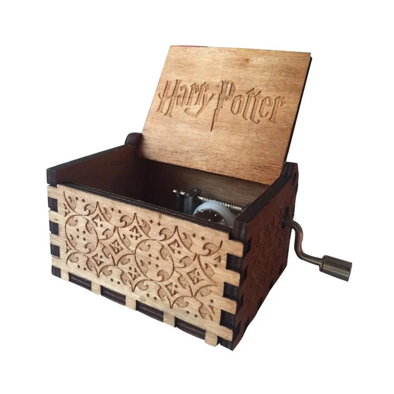 Engraved wooden music box Harry Potter