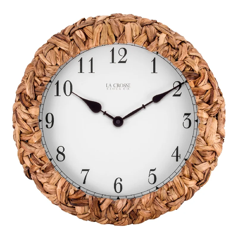 BBB85456 14-inch Palm Leaf Wrapped Clock