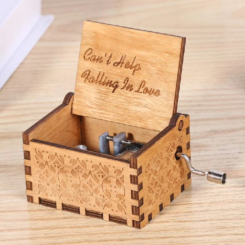 Wooden Handcraft HandCrank Music Box - Can't Help Falling In Love Theme Song