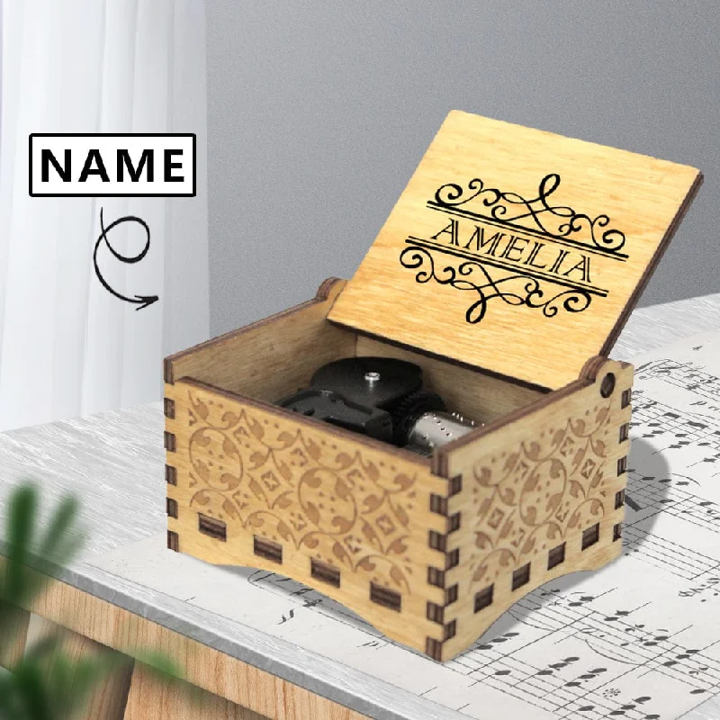 Custom Name Classic Design Wooden Music Box Made for You Personalized Music Box Gift