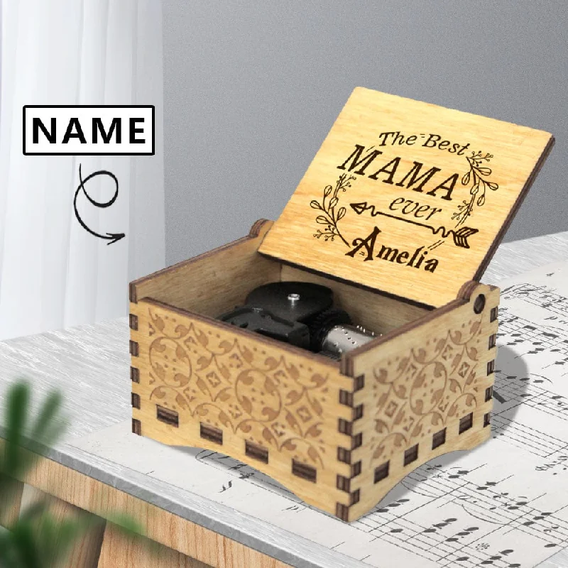 Custom Name The Best Mama Wooden Music Box Made for Your Own Design Music Box