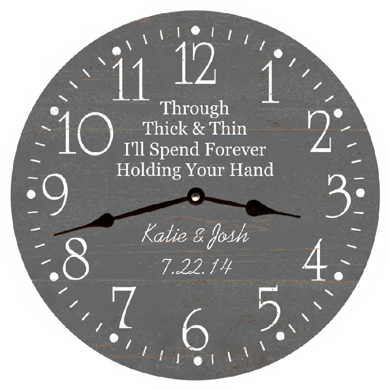 Personalized Clock- Custom Quote Wall Clock- Gray Wedding Clock