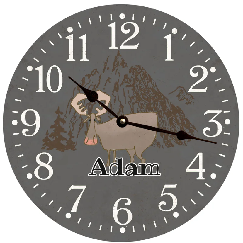 Customizable Moose Baby Clock- Unique Nursery Wall Decor