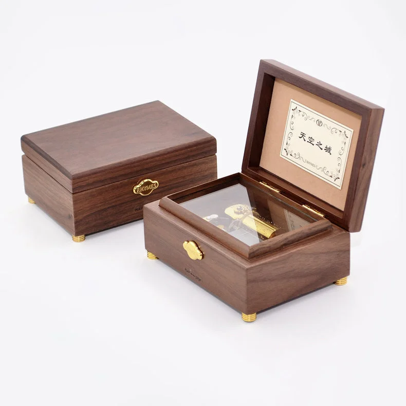 Customized 30 Note Castle in the Sky Wooden/Glass Music Box