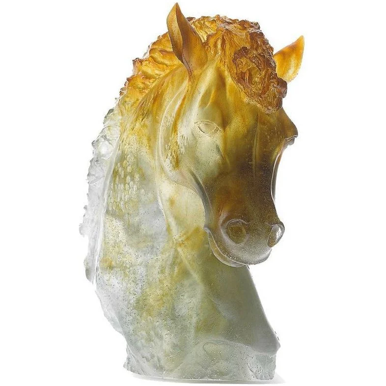 Daum - Crystal Andalusian Horse Head in Amber & Grey