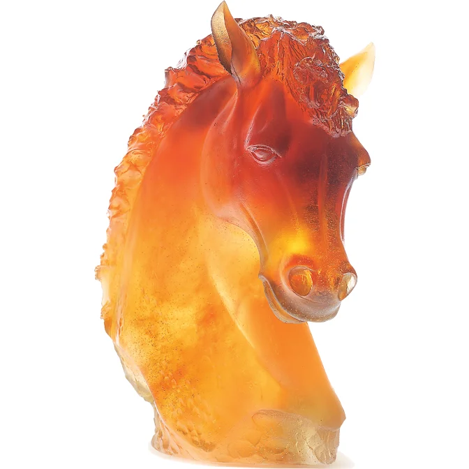 Daum - Crystal Andalusian Horse Head in Amber