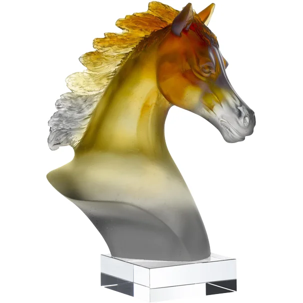 Daum - Crystal Arabian Horse Head in Amber & Grey