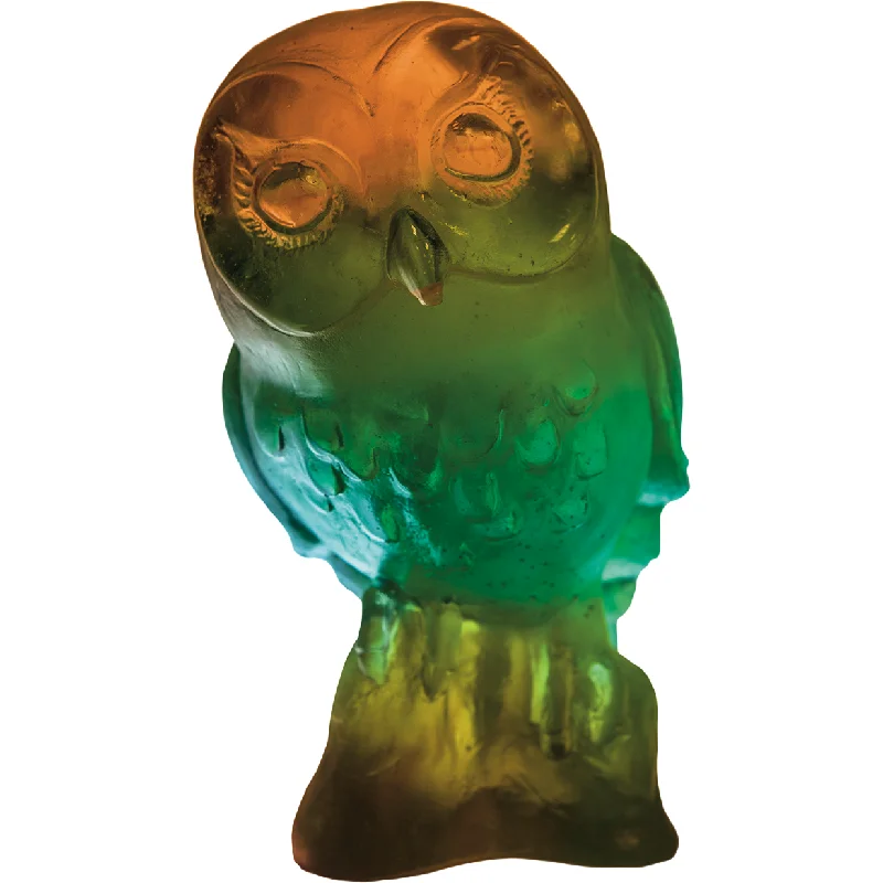 Daum - Crystal Edwige Owl in Amber & Grey