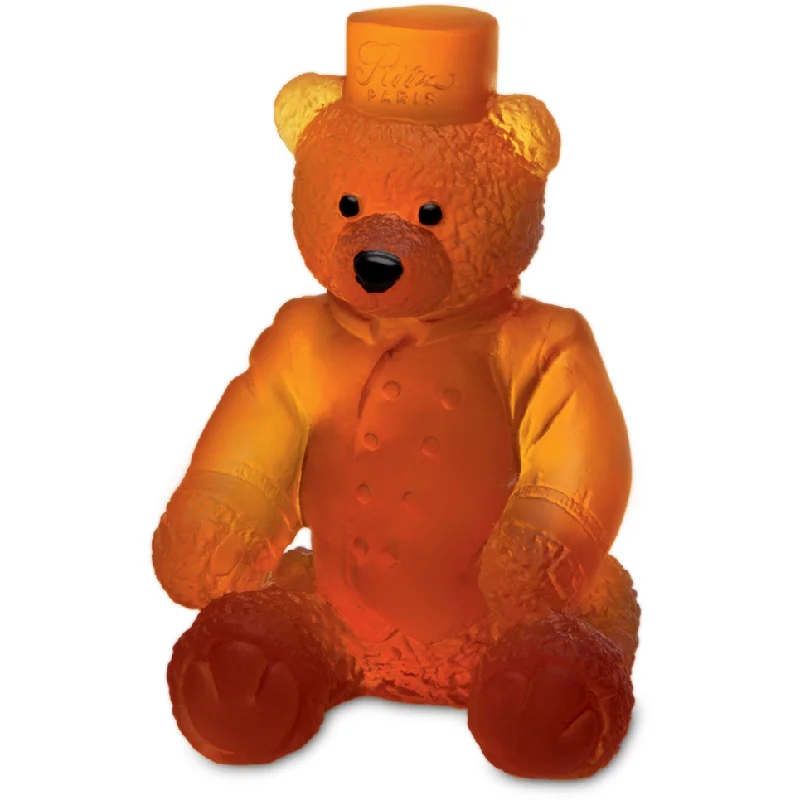 Daum - Crystal Large Ritz Paris Teddy Bear in Amber