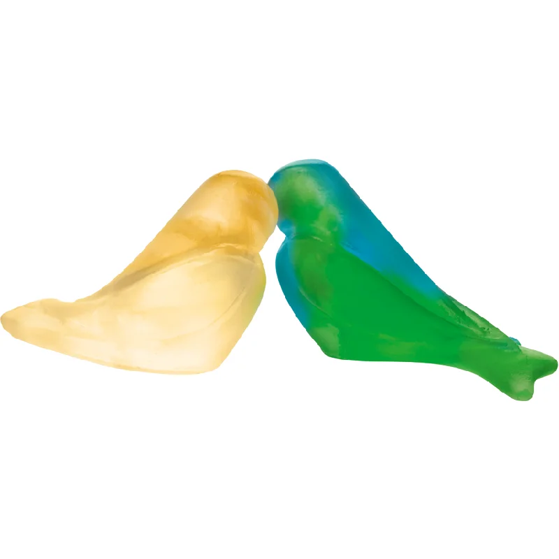 Daum - Crystal Love Birds in Green & Yellow by Pierre-Yves Rochon