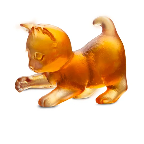 Daum - Crystal Mini Kitten in Amber