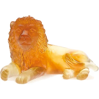 Daum - Crystal Mini Lion in Amber