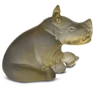 Daum - Crystal Mini Rhinoceros in Amber & Grey