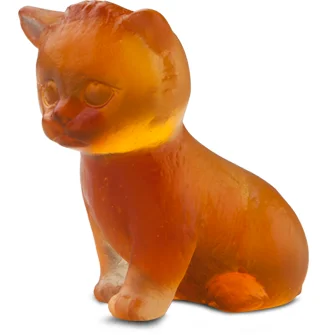 Daum - Crystal Mini Seated Kitten in Amber