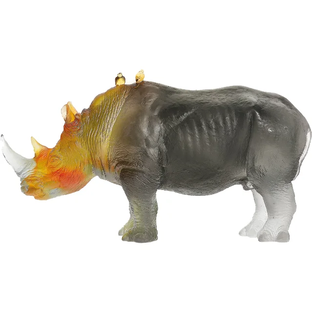 Daum - Crystal Rhinoceros in Amber & Grey by Jean-François Leroy 1000 Ex