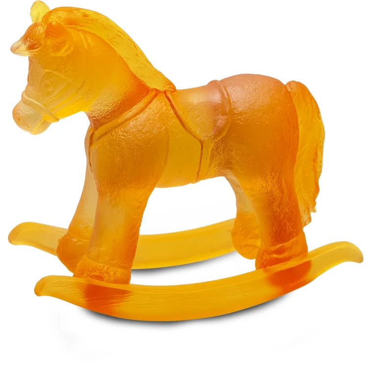 Daum - Crystal Rocking Horse in Amber