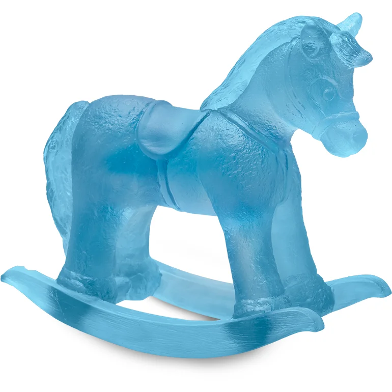 Daum - Crystal Rocking Horse in Blue