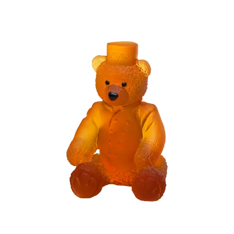 Daum - Crystal Small Ritz Paris Teddy Bear in Amber