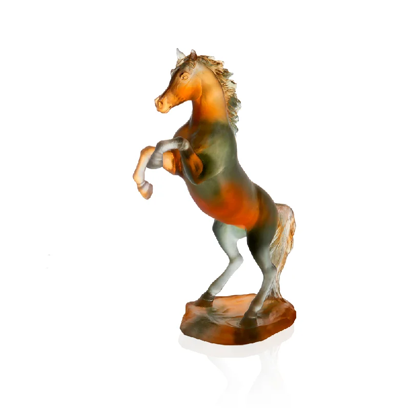 Daum - Crystal Spirited Horse in Amber & Grey 500 Ex