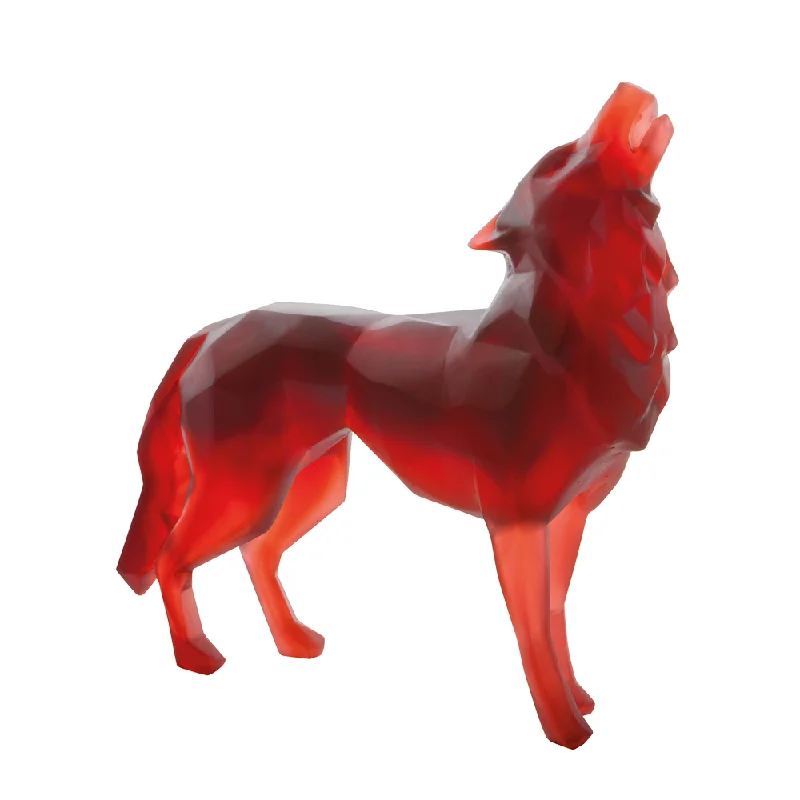 Daum - Crystal Wild Wolf in Red by Richard Orlinski 125 Ex