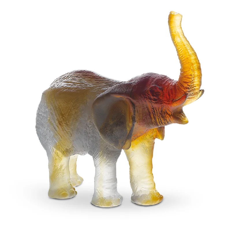 Daum - Elephant Crystal in Amber & Green by Jean François Leroy