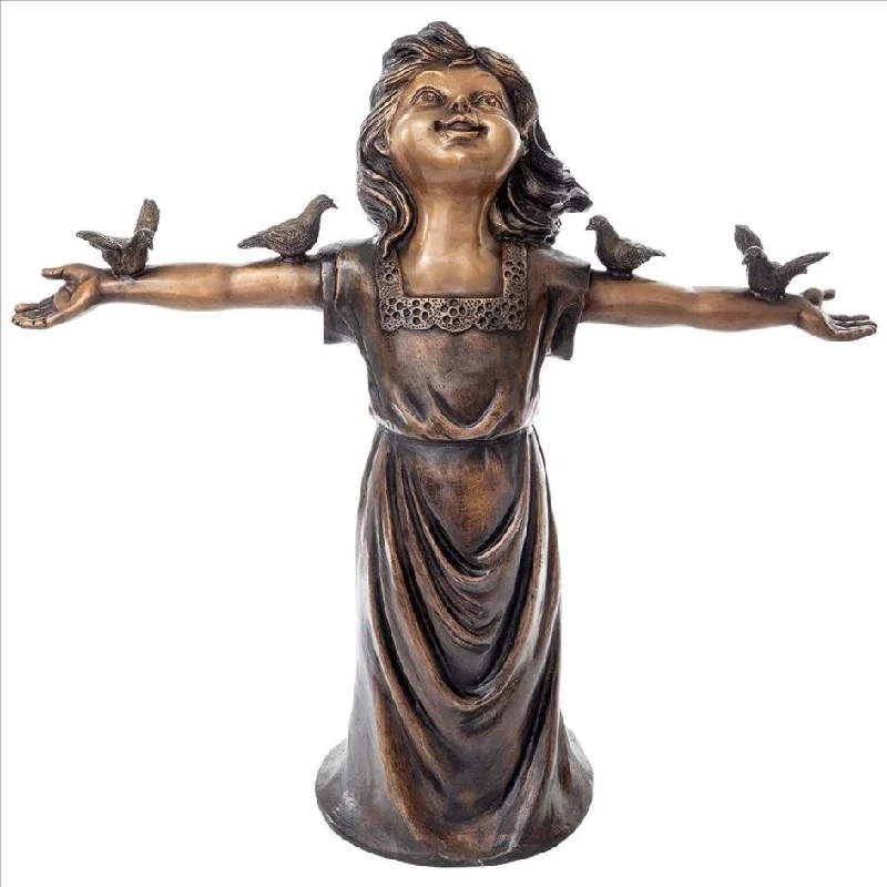 Design Toscano Basking in Gods Glory, Little Girl Cast Bronze Garden Statue