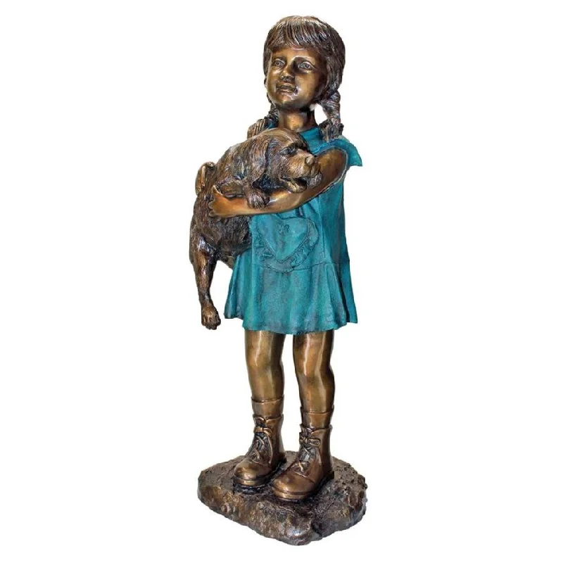 Design Toscano Can I Keep Him? Girl and Dog Cast Bronze Garden Statue