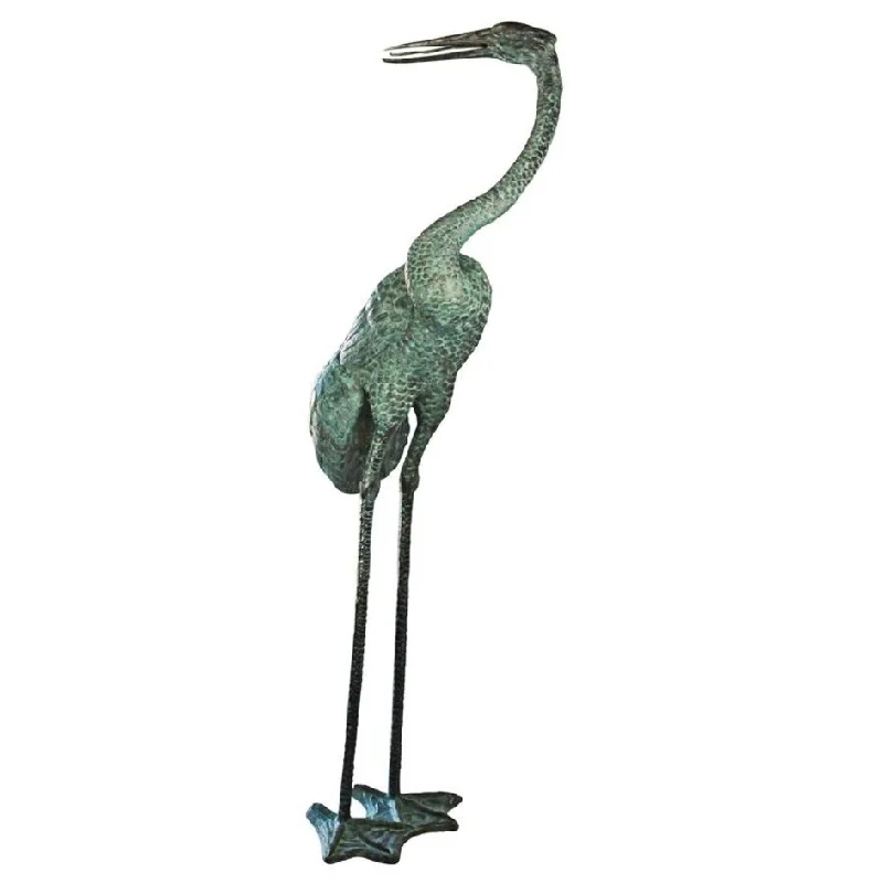 Design Toscano Colossal Crane Bronze Garden Statue: Curved Neck