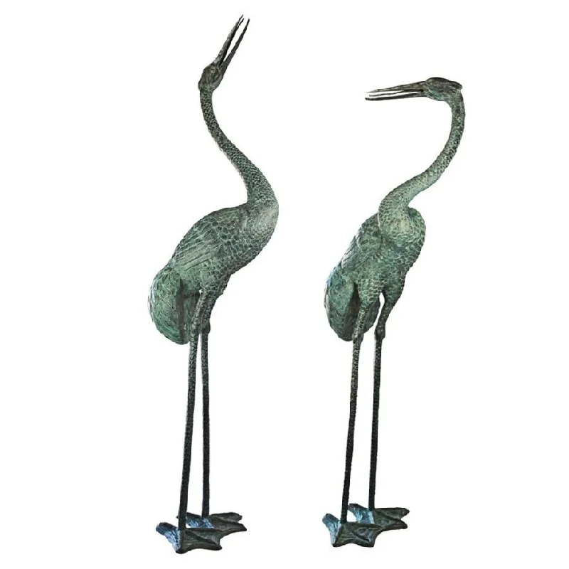 Design Toscano Colossal Cranes Bronze Garden Statues: Set of Two