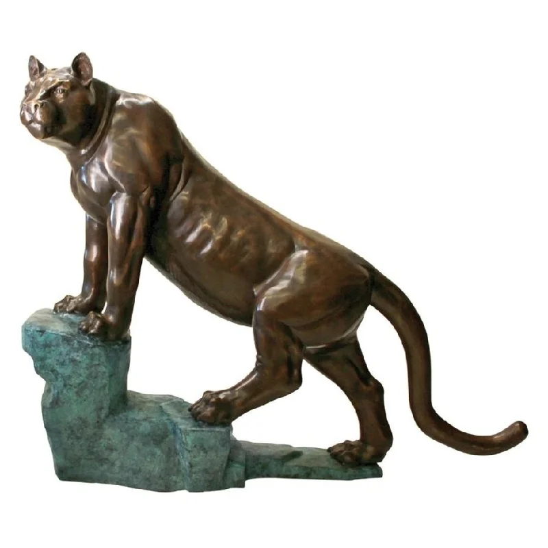 Design Toscano Cougar on a Rock Cast Bronze Garden Statue