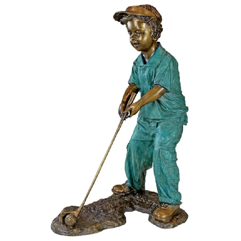 Design Toscano Gabe the Boy Golfer Cast Bronze Garden Statue