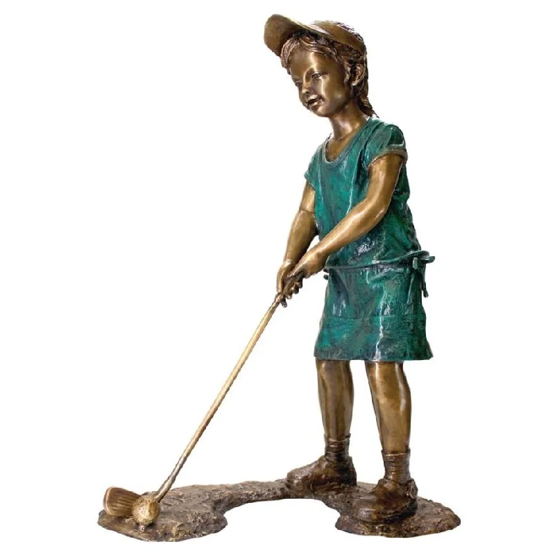 Design Toscano Gabrielle the Girl Golfer Cast Bronze Garden Statue